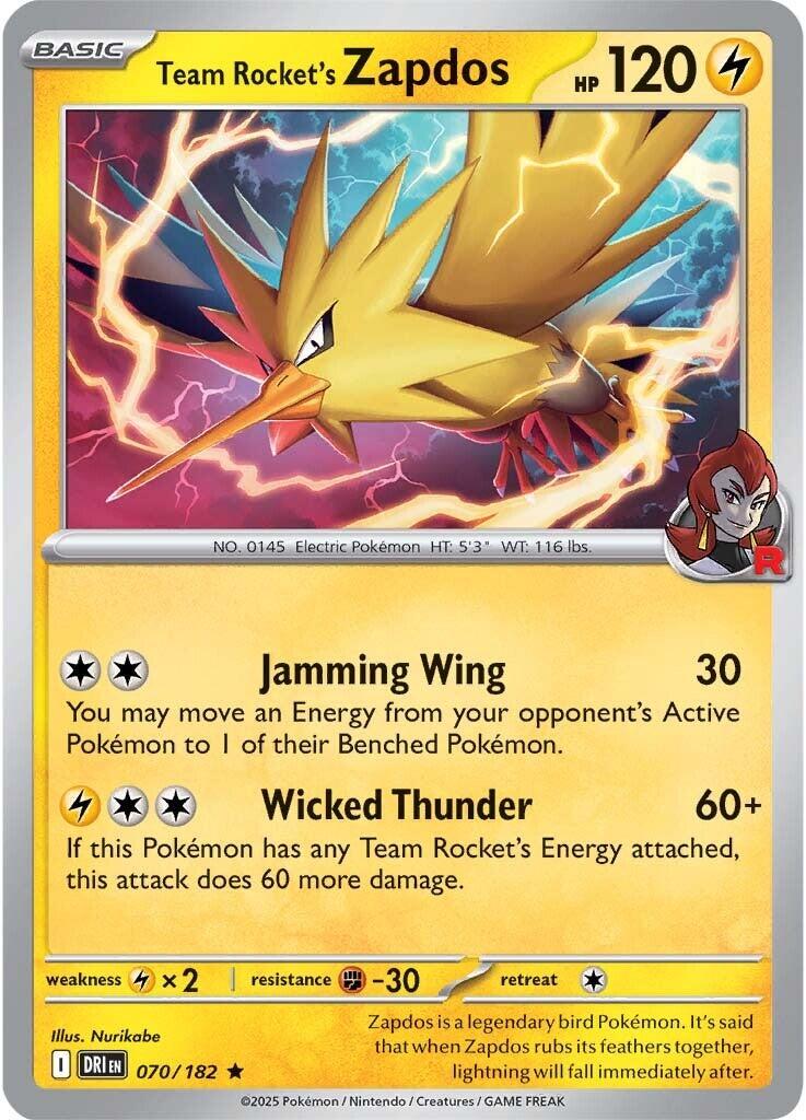 Team Rocket's Zapdos #70 — Destined Rivals English Pokémon card