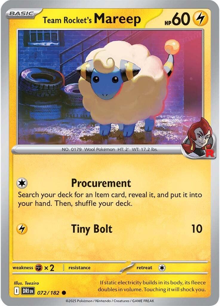 Team Rocket's Mareep #72 — Destined Rivals English Pokémon card