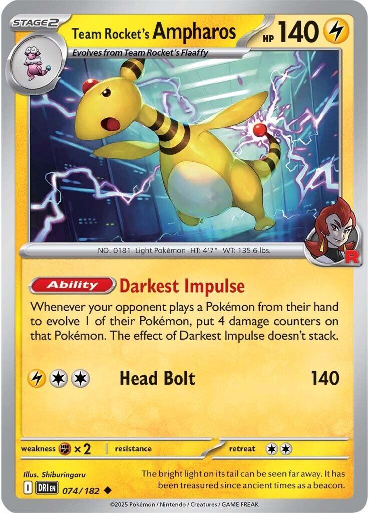 Team Rocket's Ampharos #74 — Destined Rivals English Pokémon card