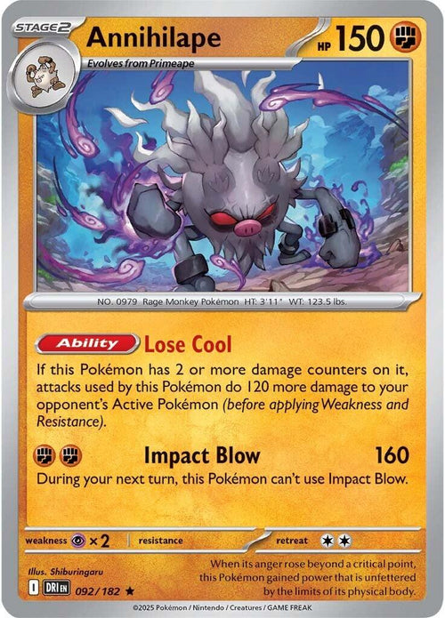 Annihilape #92 — Destined Rivals English Pokémon card