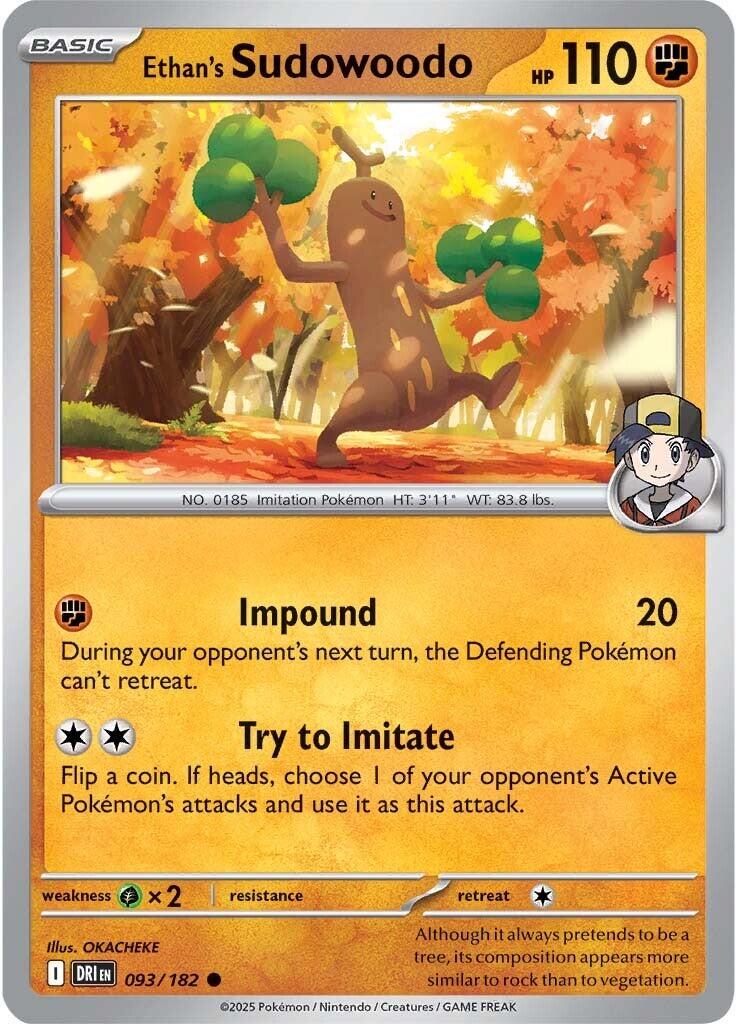 Ethan's Sudowoodo #93 — Destined Rivals English Pokémon card