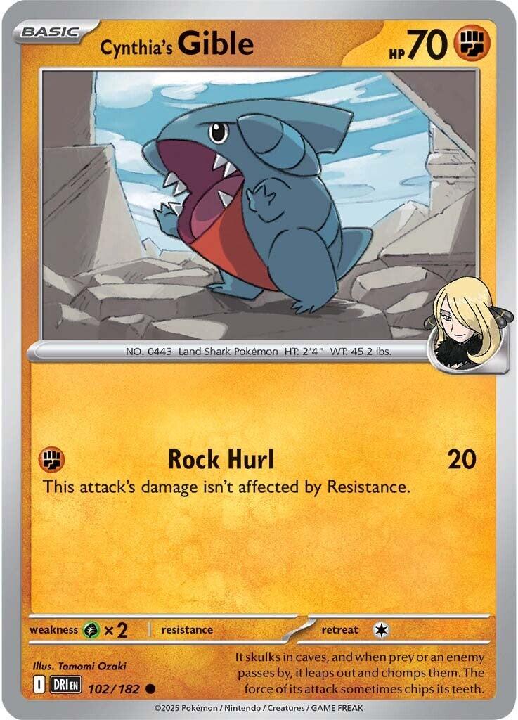 Cynthia's Gible #102 — Destined Rivals English Pokémon card