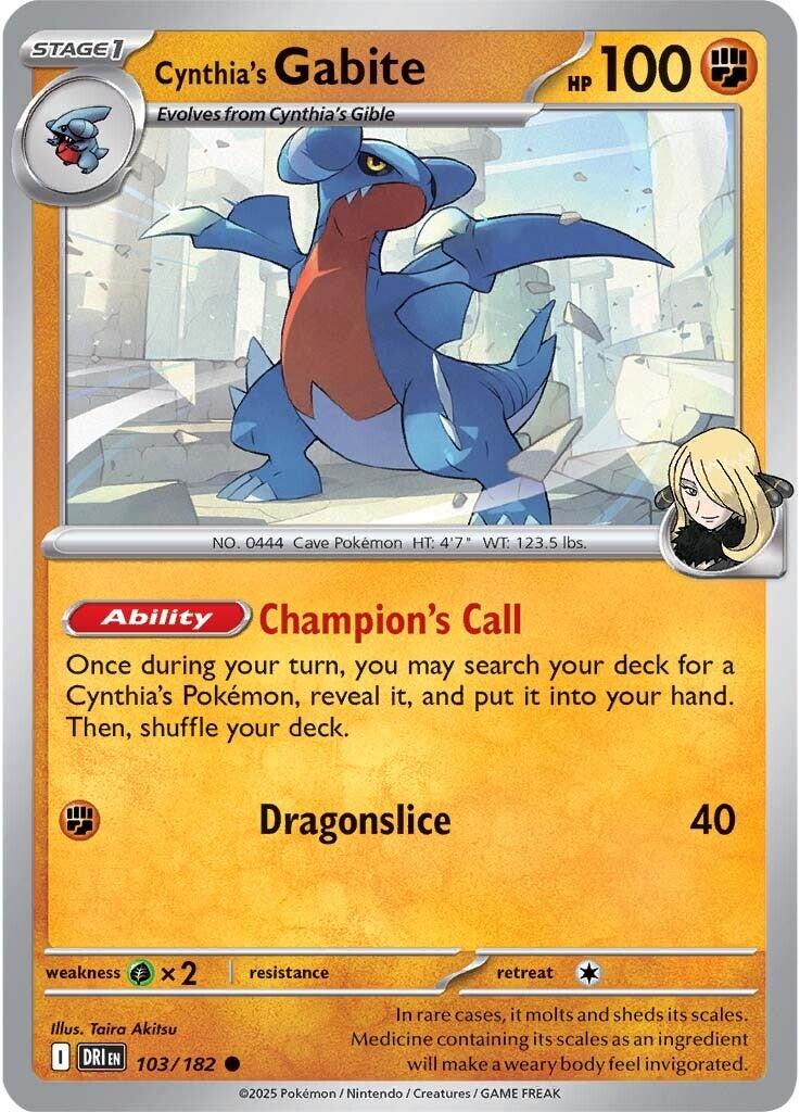 Cynthia's Gabite #103 — Destined Rivals English Pokémon card