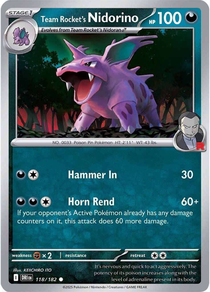 Team Rocket's Nidorino #118 — Destined Rivals English Pokémon card