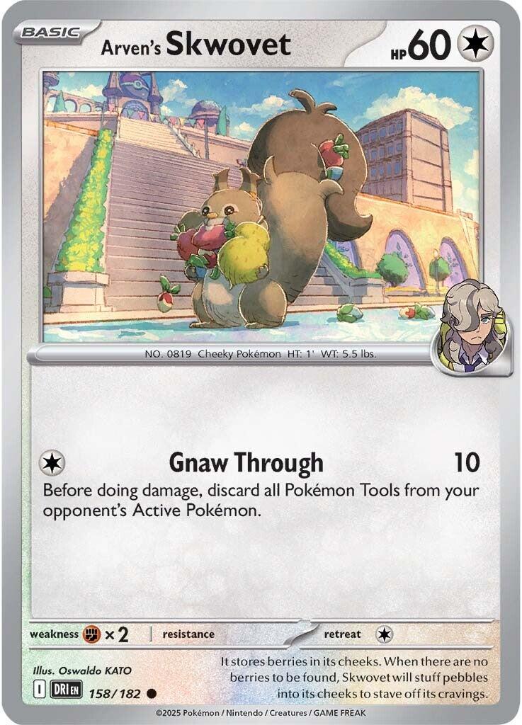Arven's Skwovet #158 — Destined Rivals English Pokémon card