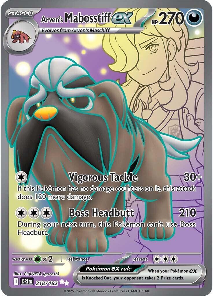 Arven's Mabosstiff ex #218 — Destined Rivals English Pokémon card